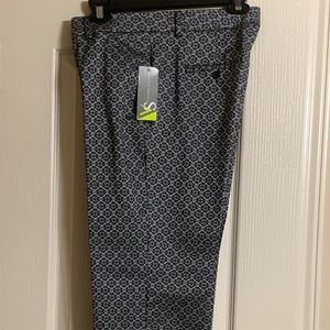 NWT Valerie Stevens Pants Size 12 Black & Gray Flat Front Straight Leg Mid Rise